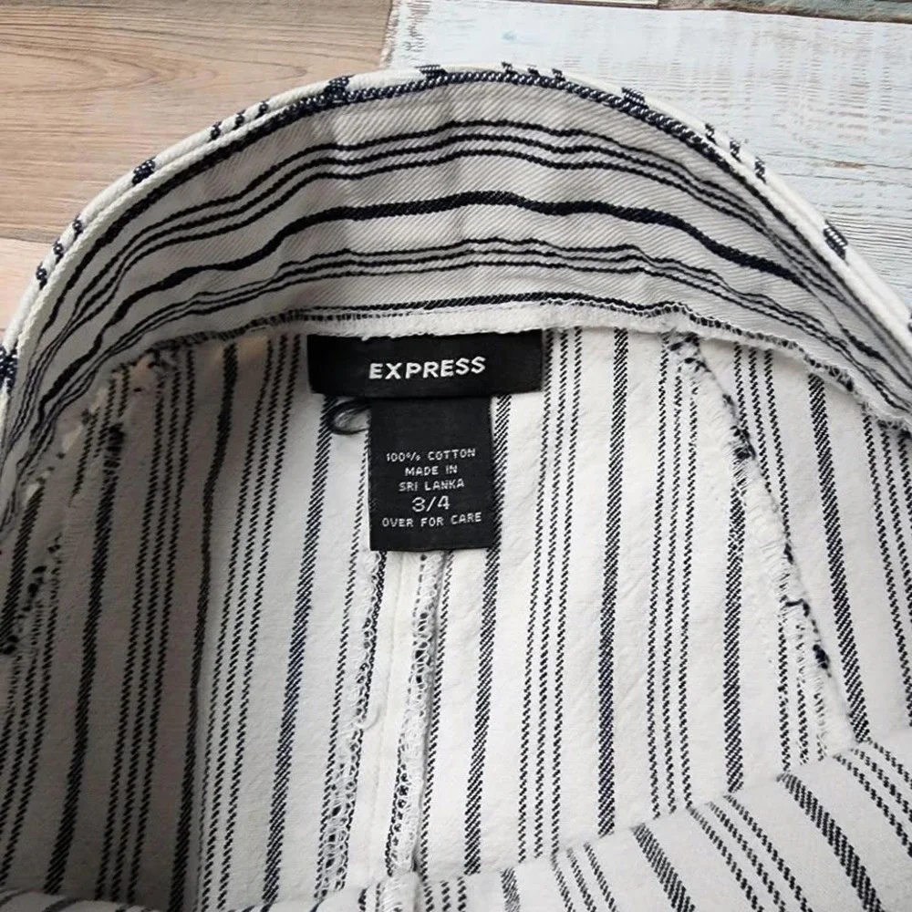 Express‎ Striped Pencil Skirt Navy White Cotton Size 3/4 Office Career Casual